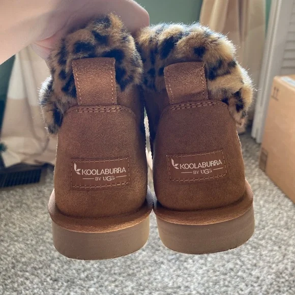 UGG Koolaburra Tan Boots with Leopard Accent - Picture 1 of 4